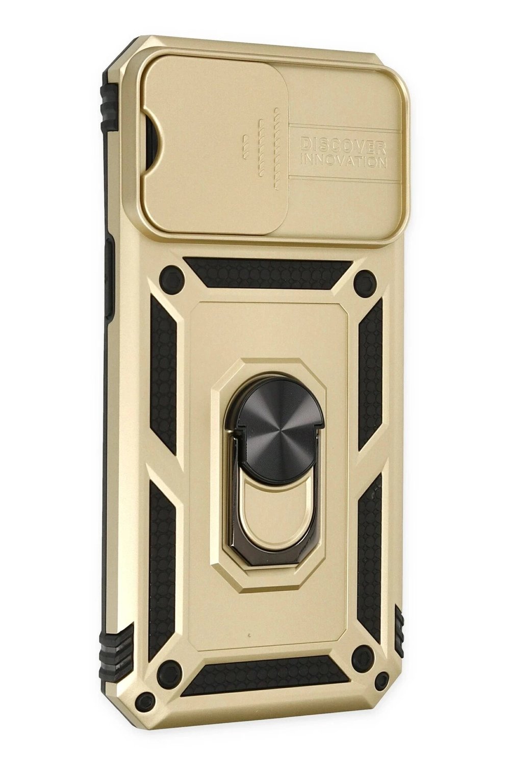 Mey İthalat®  iPhone 14 Pro Max Kılıf Pars Lens Yüzüklü Silikon - Gold