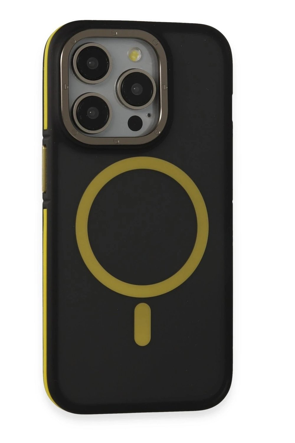 Mey İthalat®  iPhone 14 Pro Max Kılıf Rocky Magsafe Kapak - Siyah-Sarı
