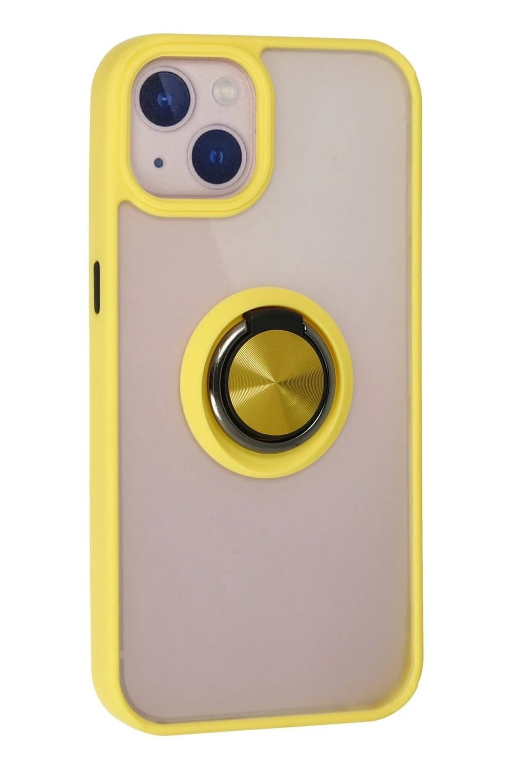 Mey İthalat®  iPhone 15 Kılıf Montreal Yüzüklü Silikon Kapak - Sarı