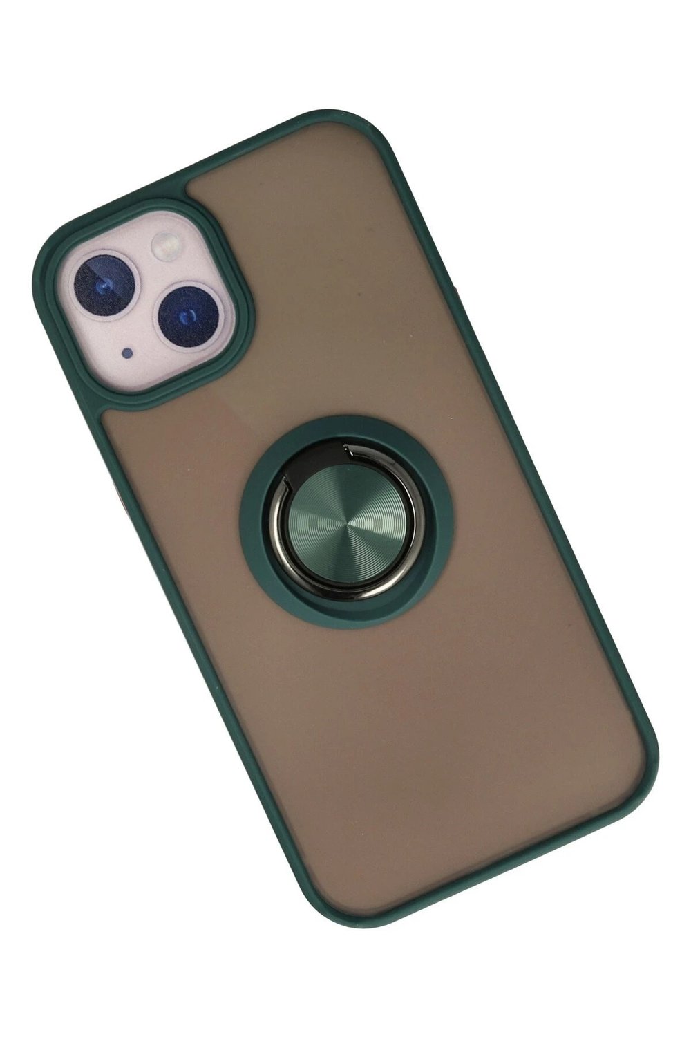 Mey İthalat®  iPhone 15 Kılıf Montreal Yüzüklü Silikon Kapak - Yeşil