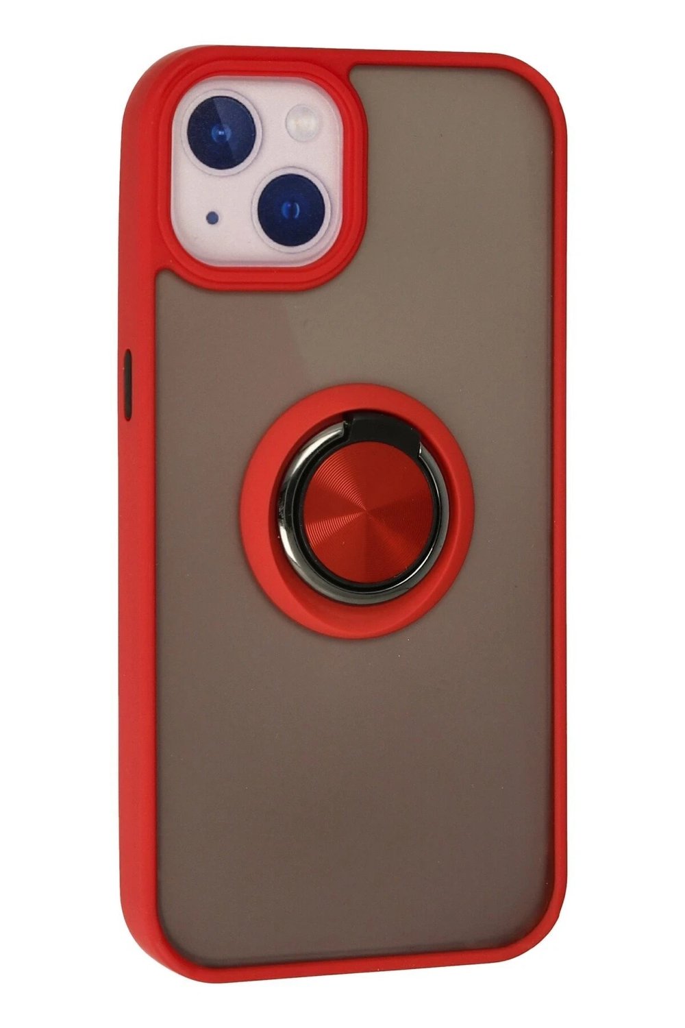Mey İthalat®  iPhone 15 Kılıf Montreal Yüzüklü Silikon Kapak - Kırmızı
