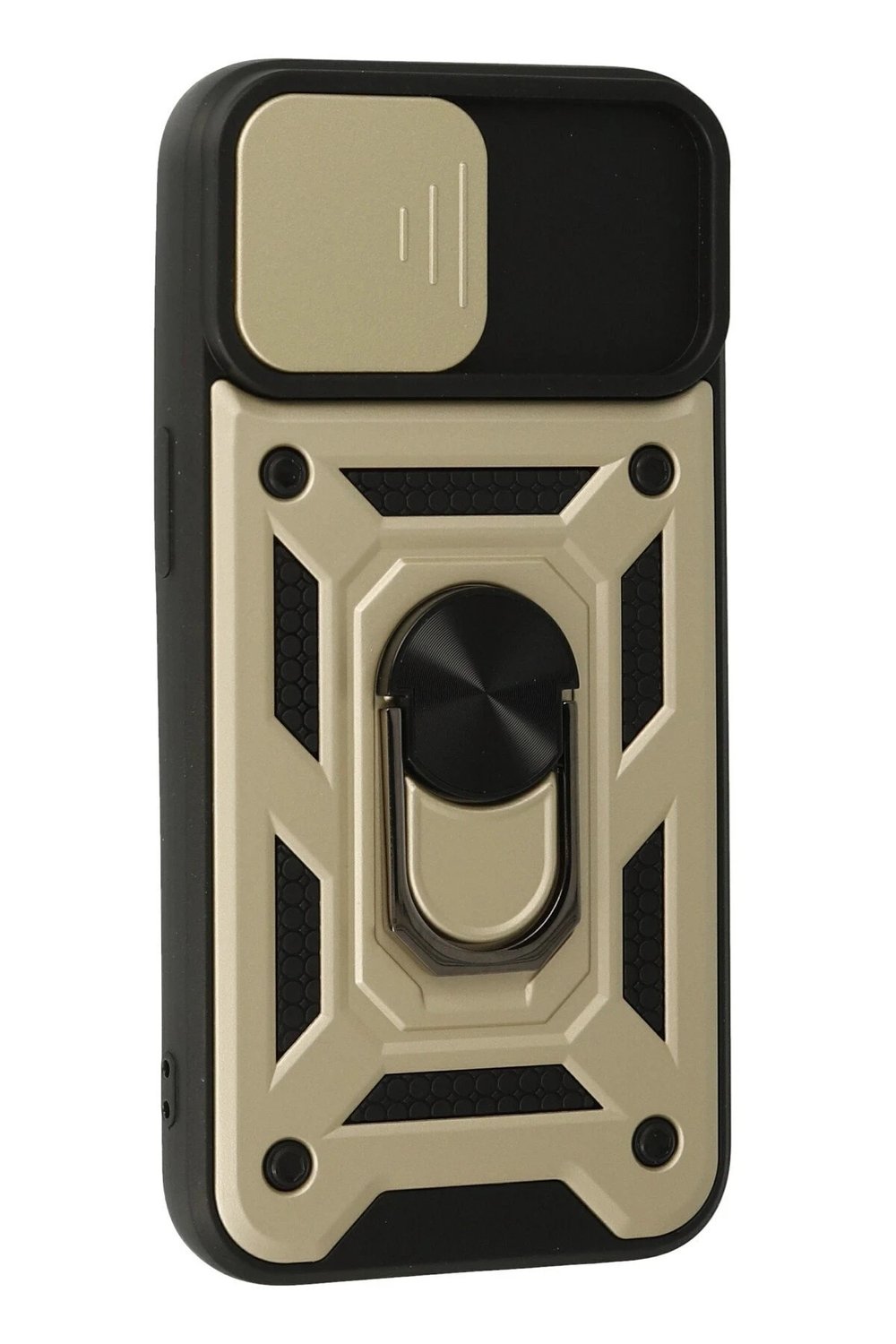 Mey İthalat®  iPhone 15 Kılıf Pars Lens Yüzüklü Silikon - Gold