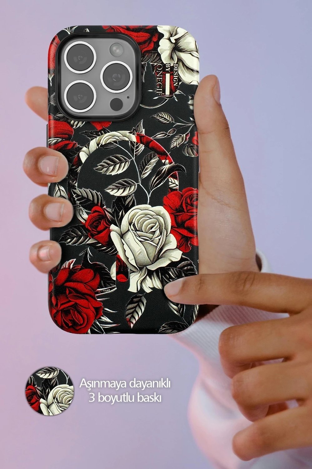Mey İthalat®  iPhone 15 Plus Flower Series Magsafe Kapak - Beyaz