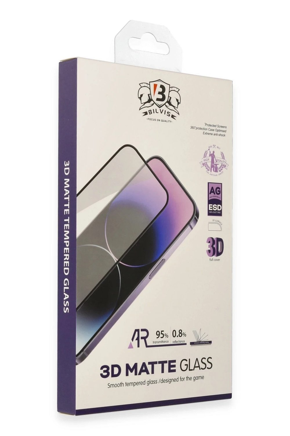 Mey İthalat®  iPhone 15 Pro Bilvis 3D Mat Cam Ekran Koruyucu