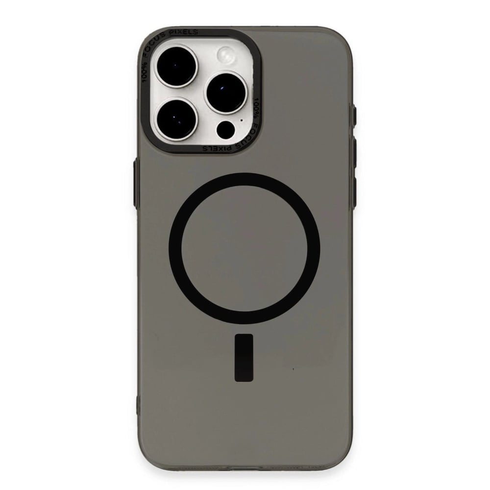 Mey İthalat®  iPhone 15 Pro Kılıf Anka PC Magneticsafe Sert Metal Kapak - Siyah