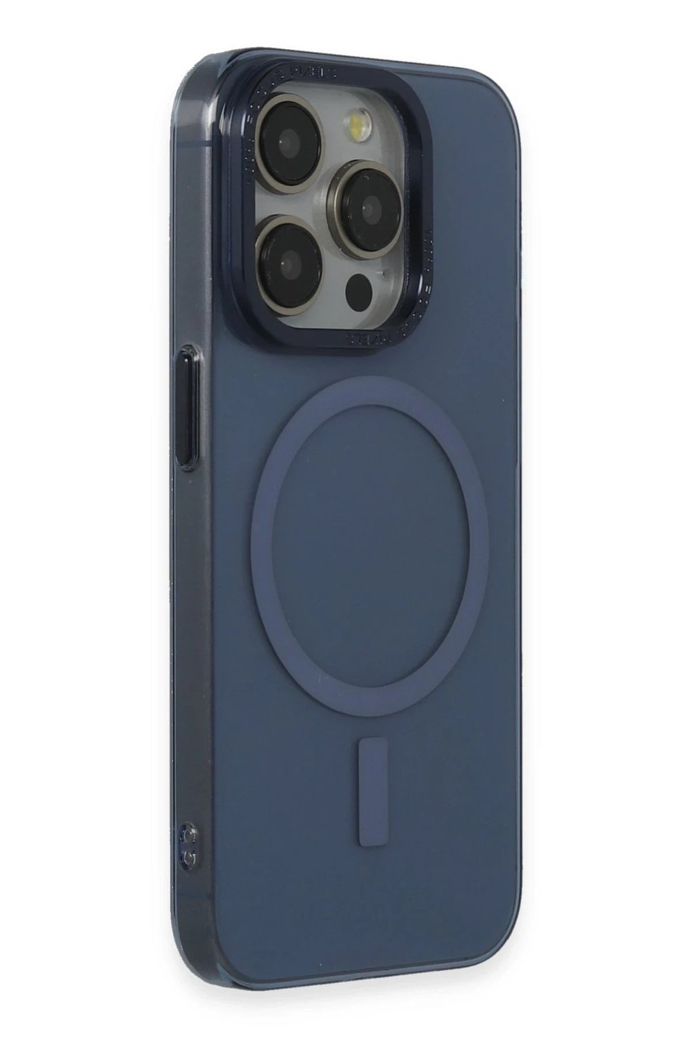 Mey İthalat®  iPhone 15 Pro Kılıf Anka PC Magneticsafe Sert Metal Kapak - Lacivert