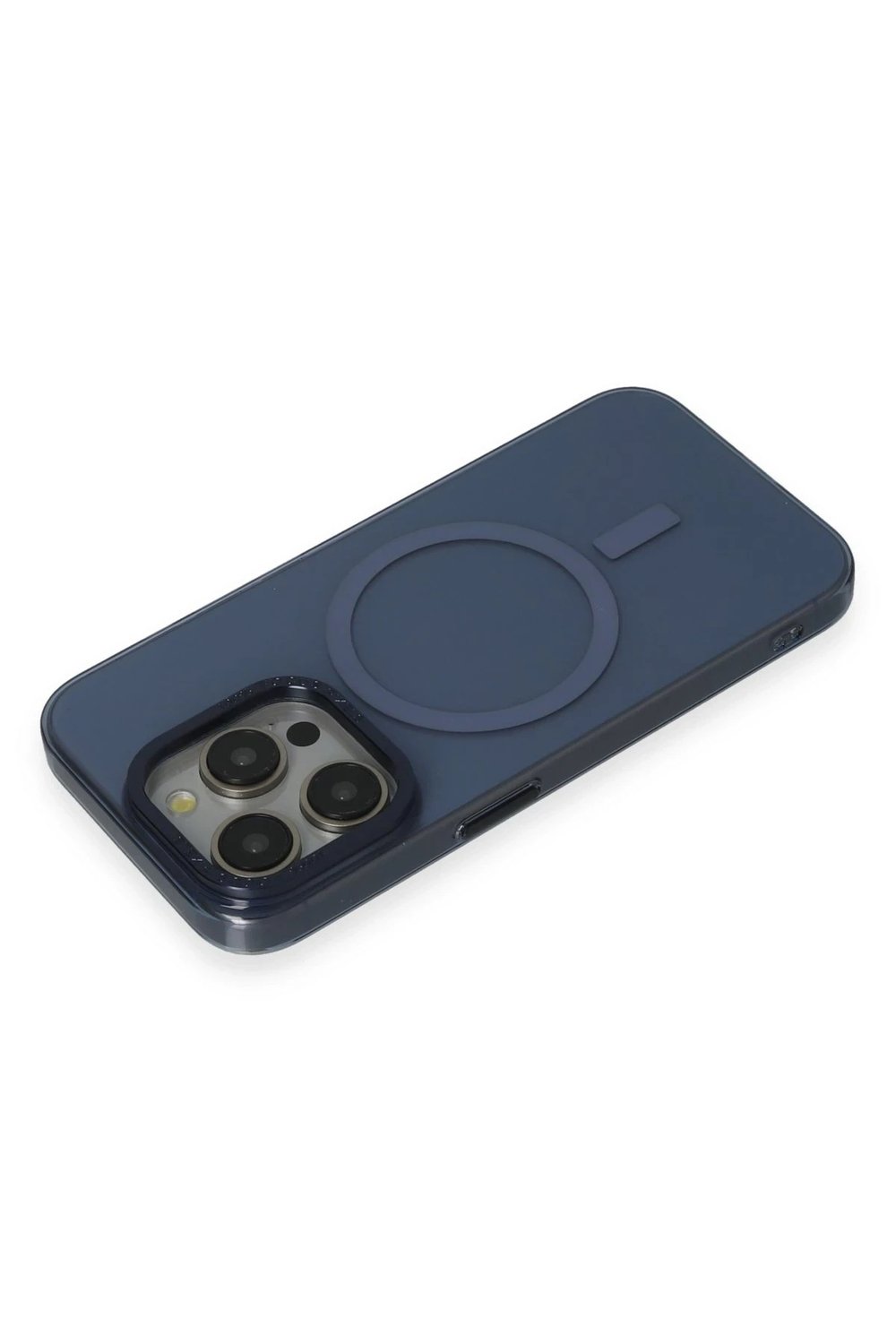 Mey İthalat®  iPhone 15 Pro Kılıf Anka PC Magneticsafe Sert Metal Kapak - Lacivert