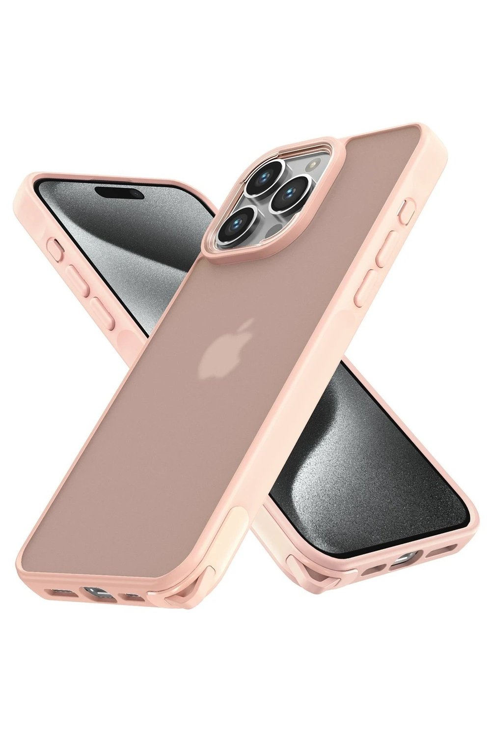 Mey İthalat®  iPhone 15 Pro Kılıf Elegant Kapak - Pudra