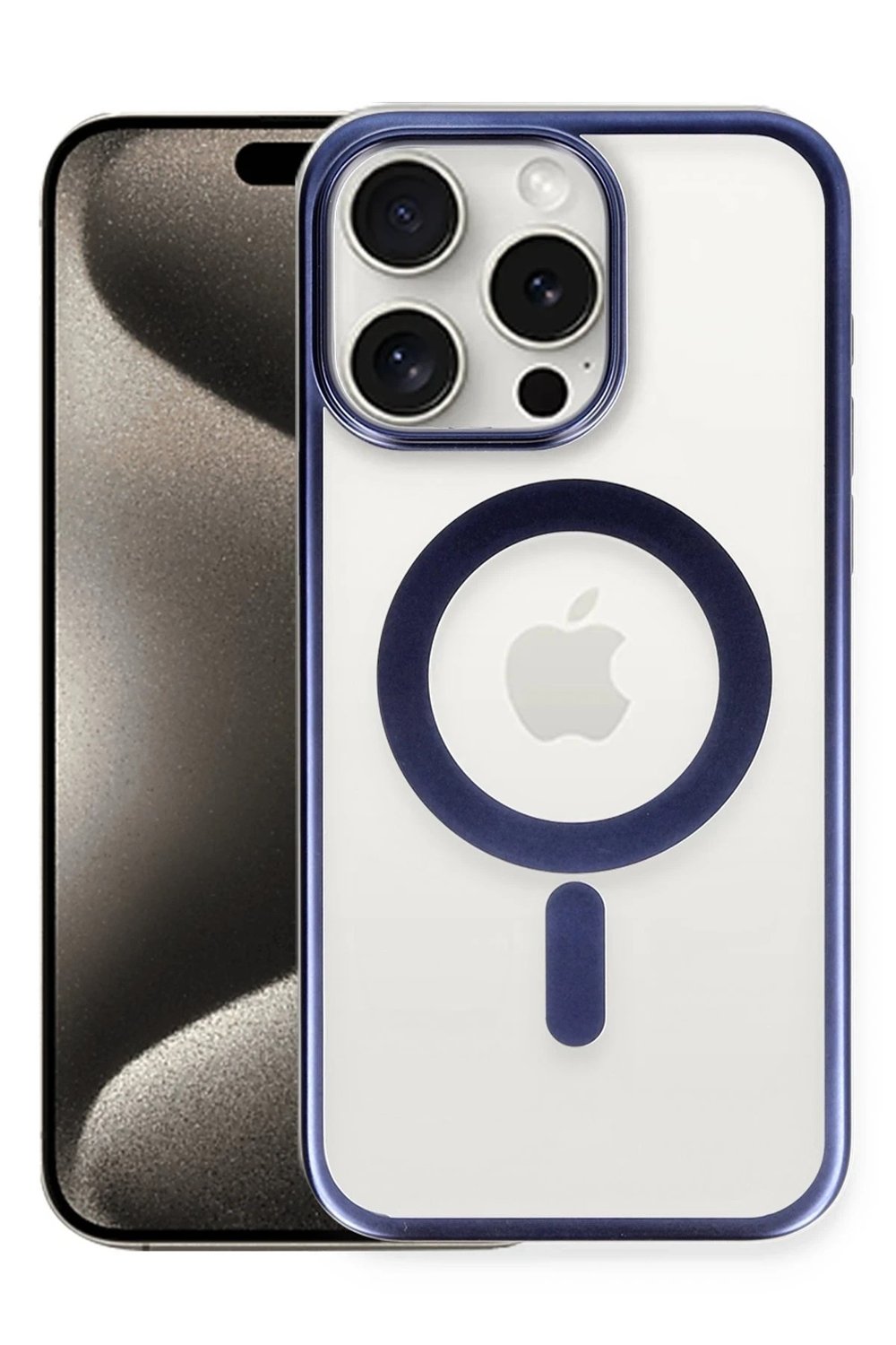 Mey İthalat®  iPhone 15 Pro Kılıf Erozi Magsafe Kapak - Lacivert