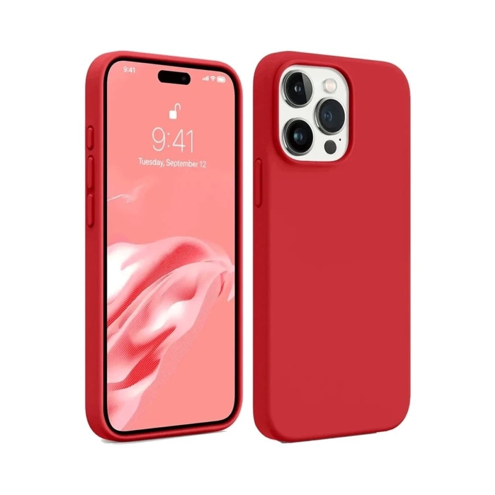 Mey İthalat®  iPhone 15 Pro Kılıf First Silikon - Kırmızı