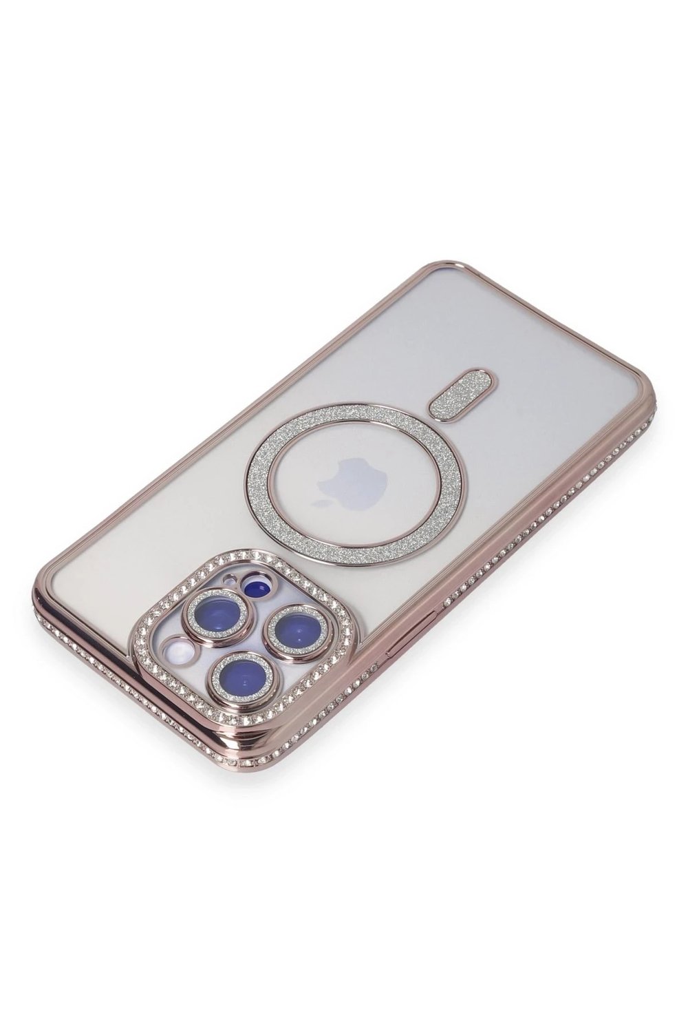 Mey İthalat®  iPhone 15 Pro Kılıf Joke Simli Magneticsafe Kılıf - Pembe
