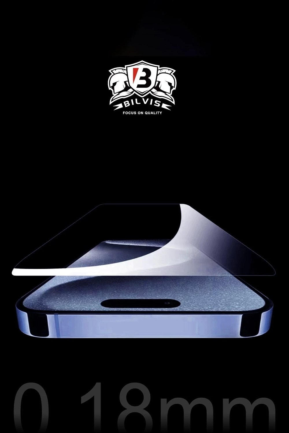 Mey İthalat®  iPhone 15 Pro Max Bilvis 0.18mm Plus Cam Ekran Koruyucu