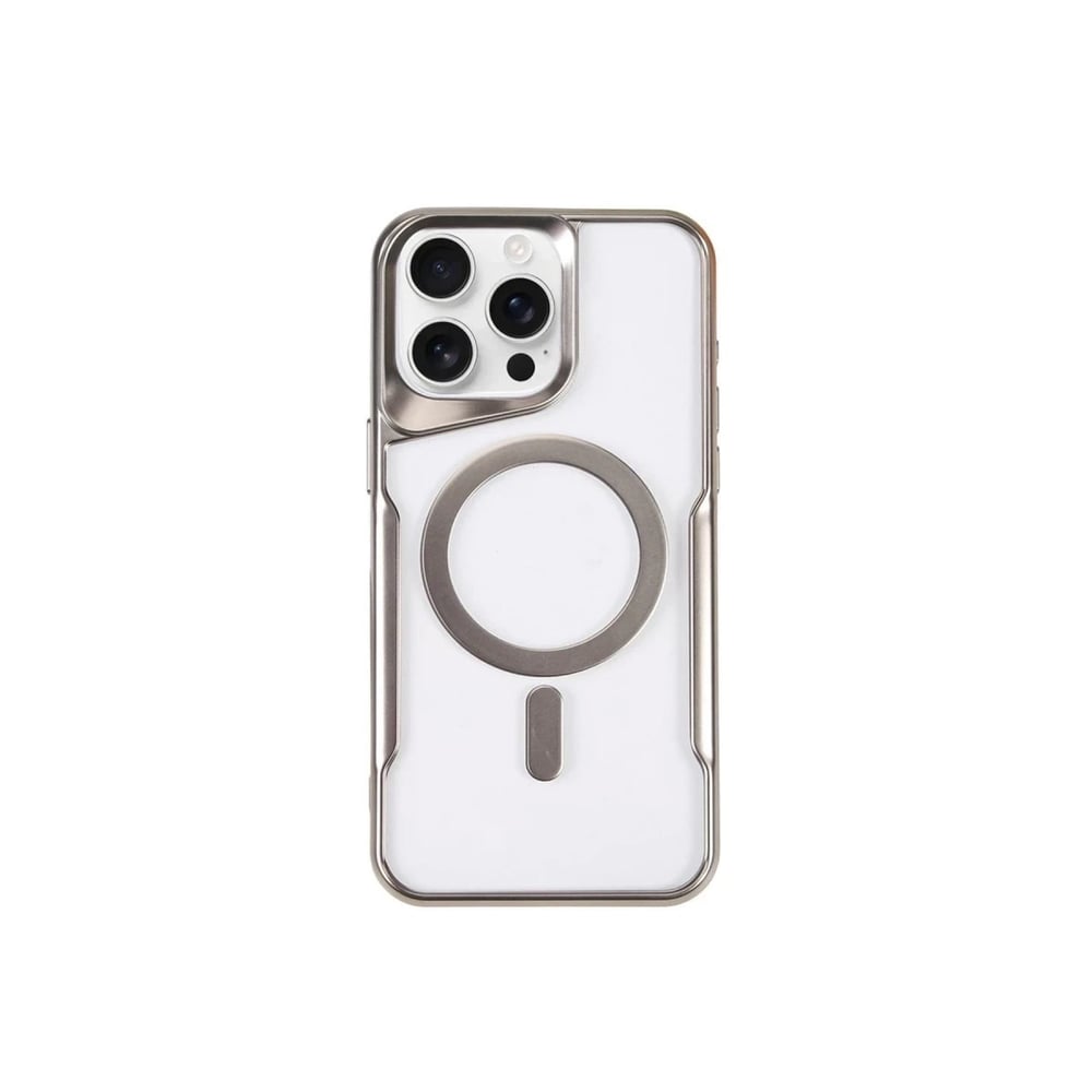 Mey İthalat®  iPhone 15 Pro Max Kılıf Boyi Magsafe Silikon Kapak - Gümüş