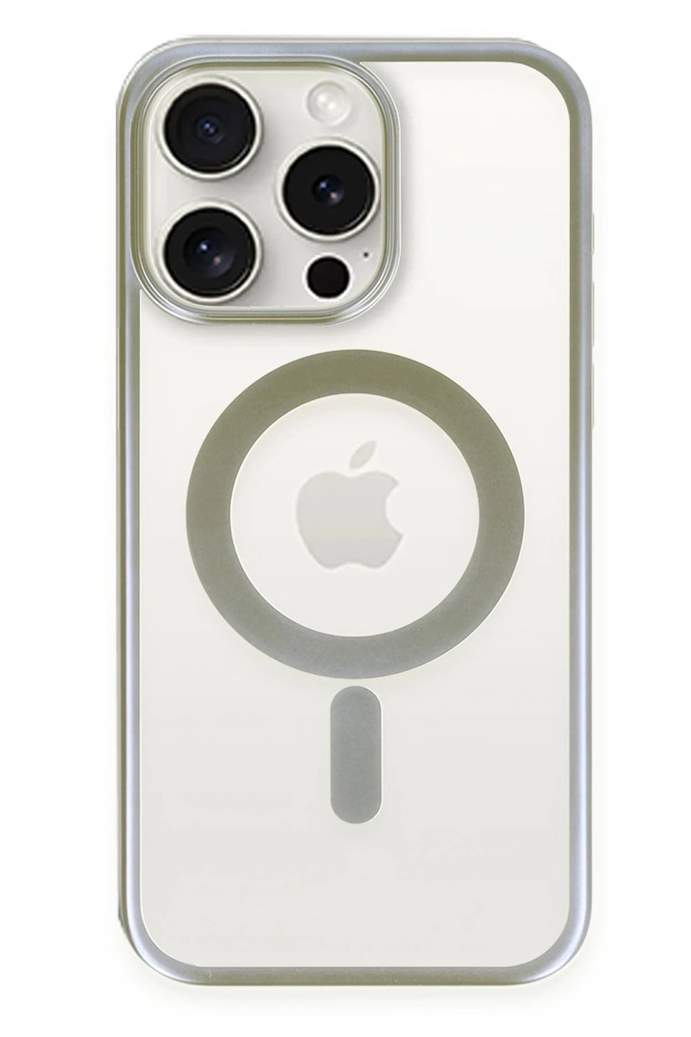 Mey İthalat®  iPhone 15 Pro Max Kılıf Erozi Magsafe Kapak - Gri