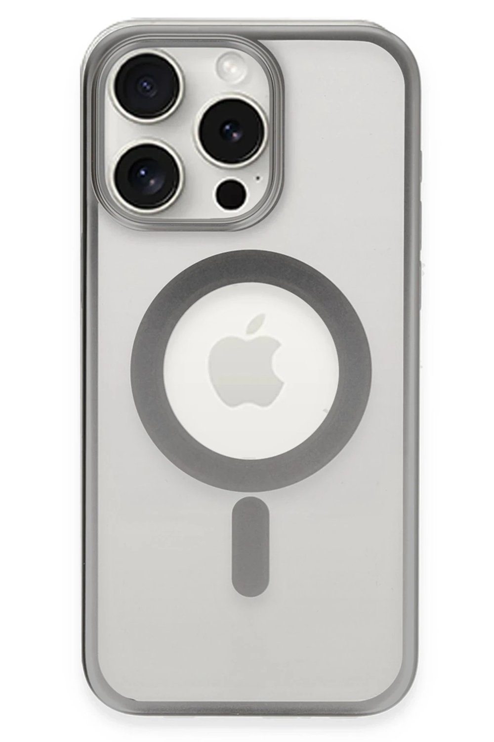 Mey İthalat®  iPhone 15 Pro Max Kılıf Erozi Magsafe Kapak - Gümüş