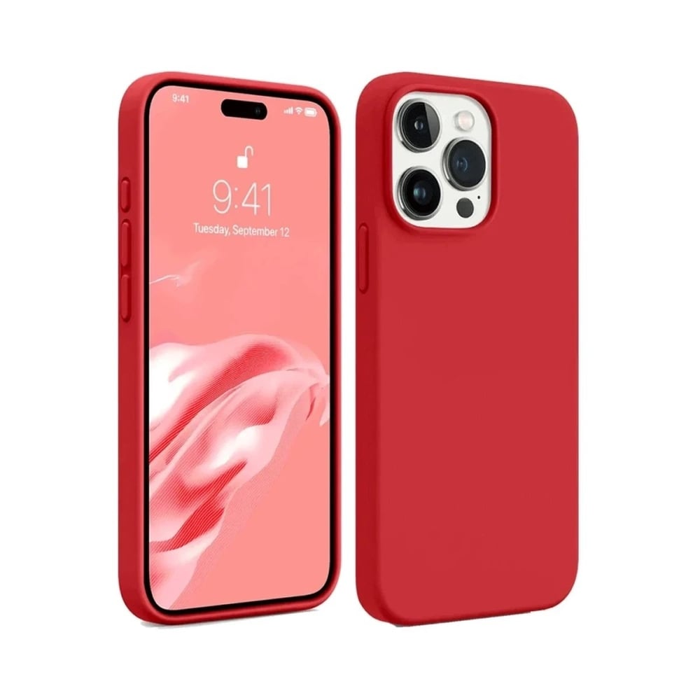 Mey İthalat®  iPhone 15 Pro Max Kılıf First Silikon - Kırmızı