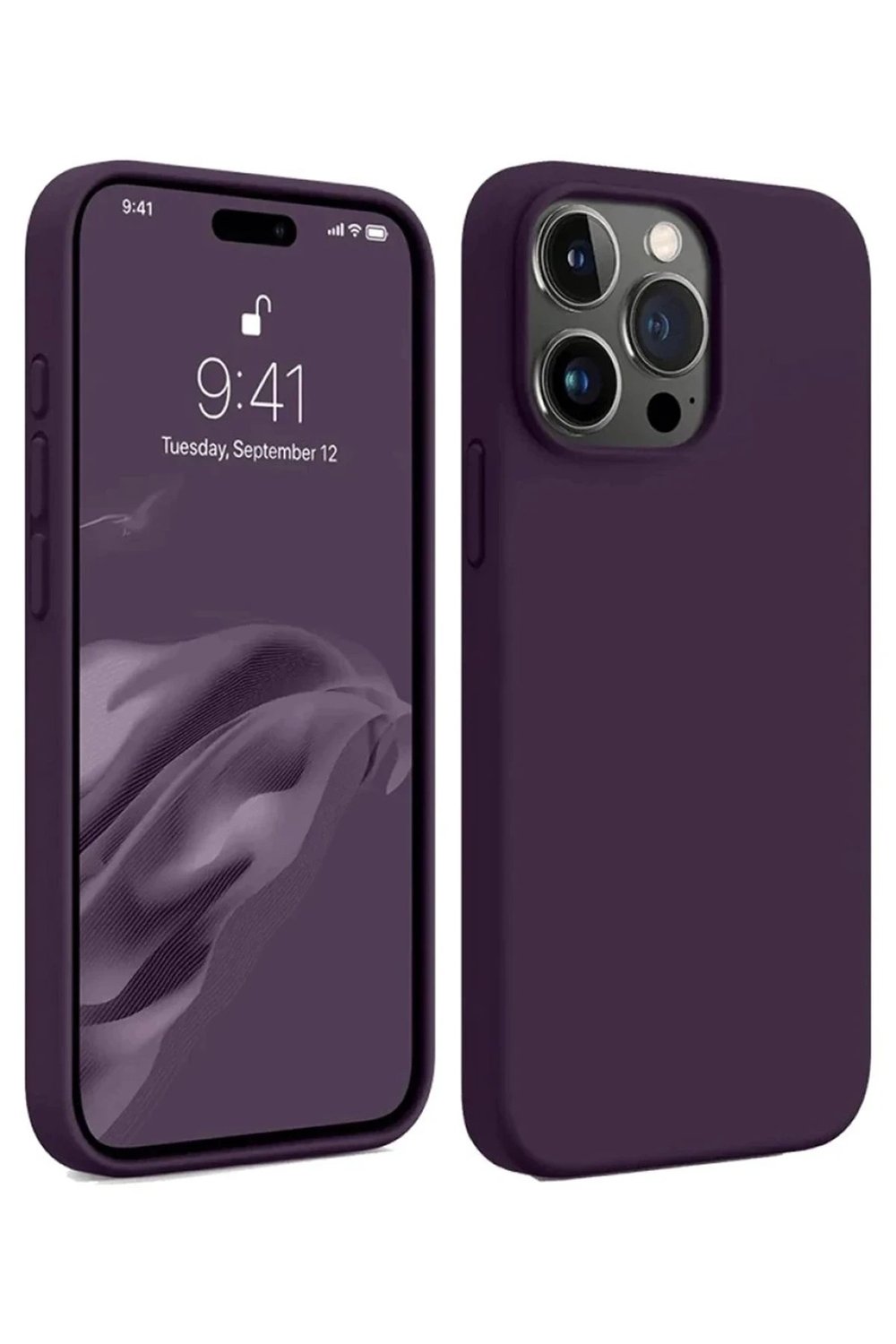 Mey İthalat®  iPhone 15 Pro Max Kılıf First Silikon - Mürdüm