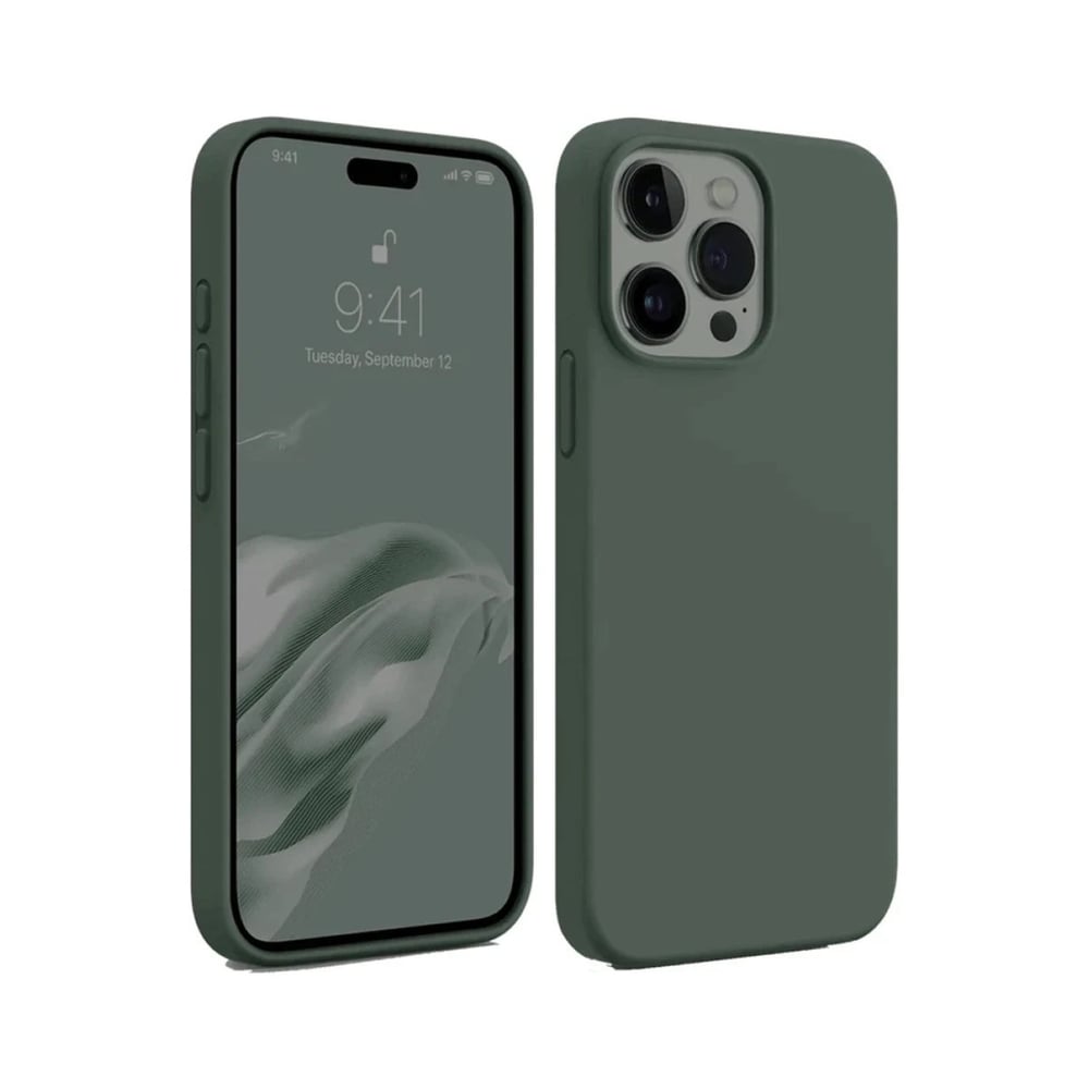 Mey İthalat®  iPhone 15 Pro Max Kılıf First Silikon - Koyu Yeşil