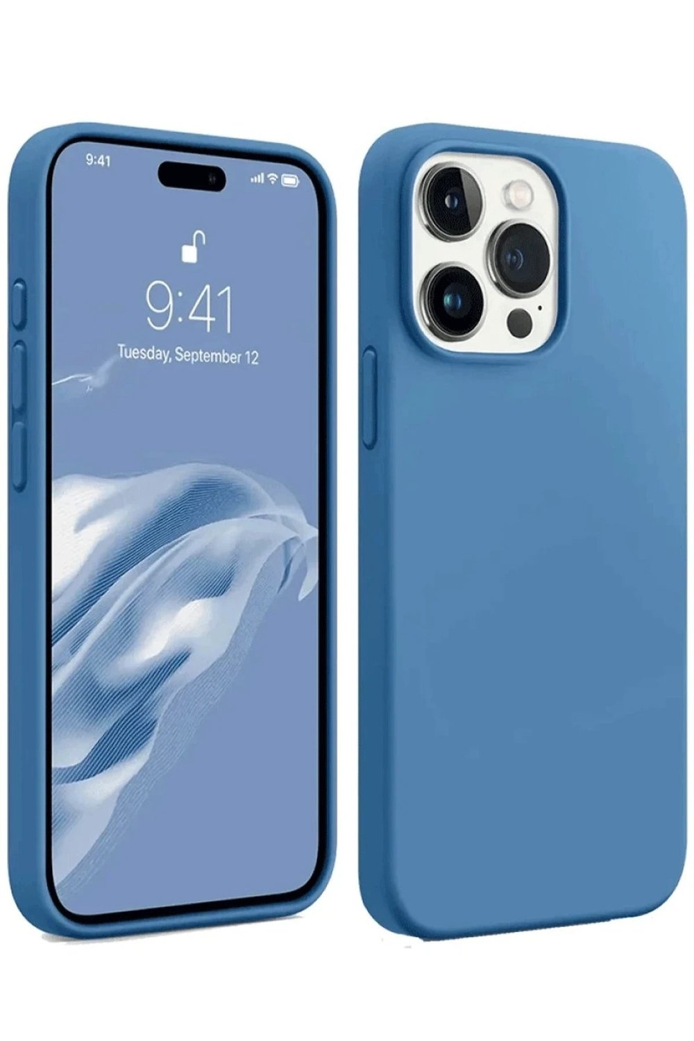 Mey İthalat®  iPhone 15 Pro Max Kılıf First Silikon - Mavi