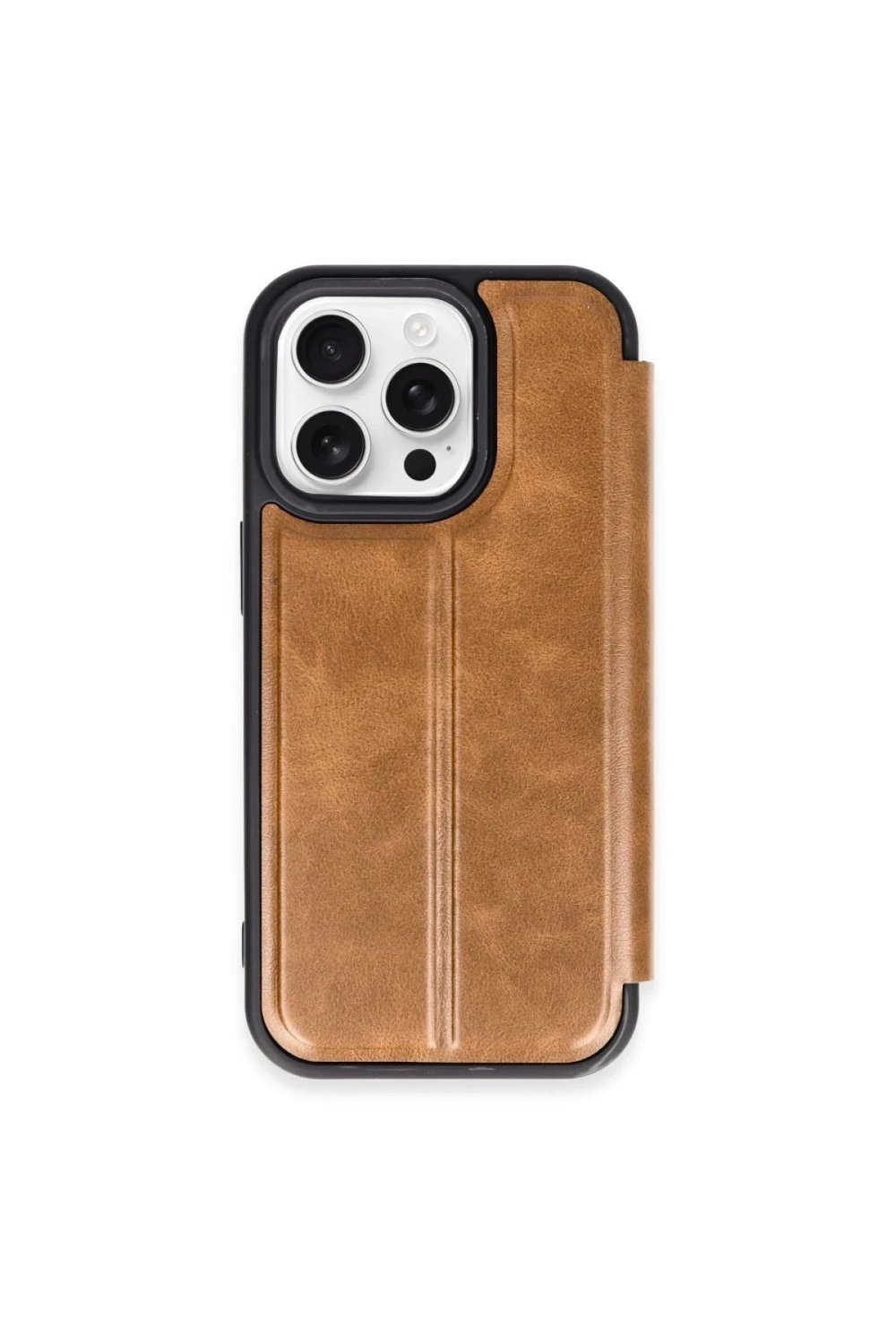 Mey İthalat®  iPhone 15 Pro Max Kılıf Flip Cover - Taba