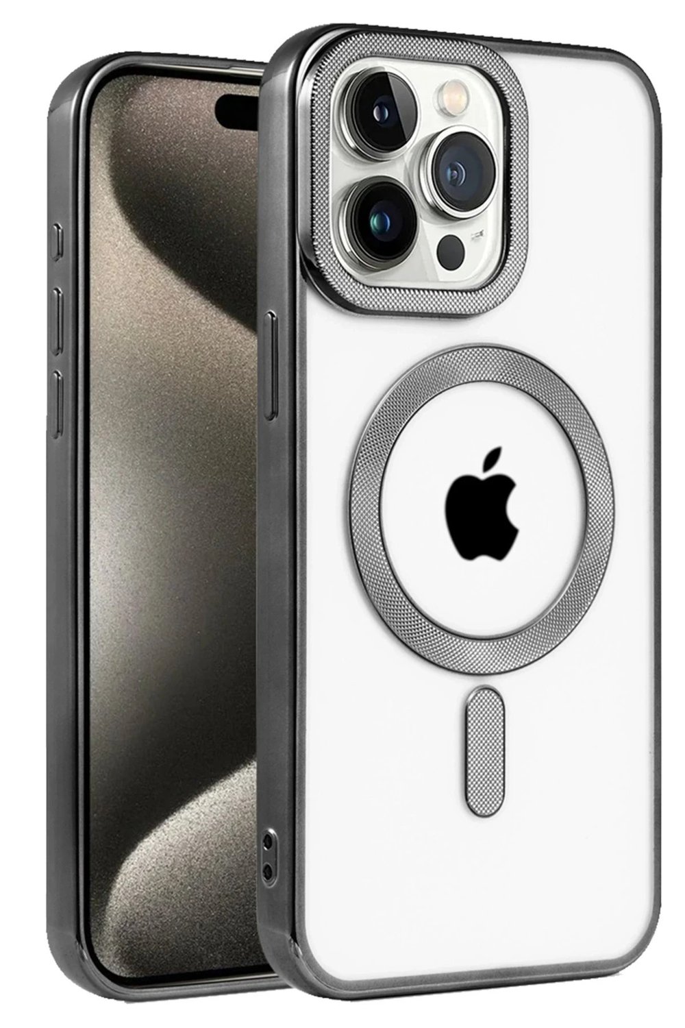 Mey İthalat®  iPhone 15 Pro Max Kılıf Kronos Magsafe Kapak - Siyah