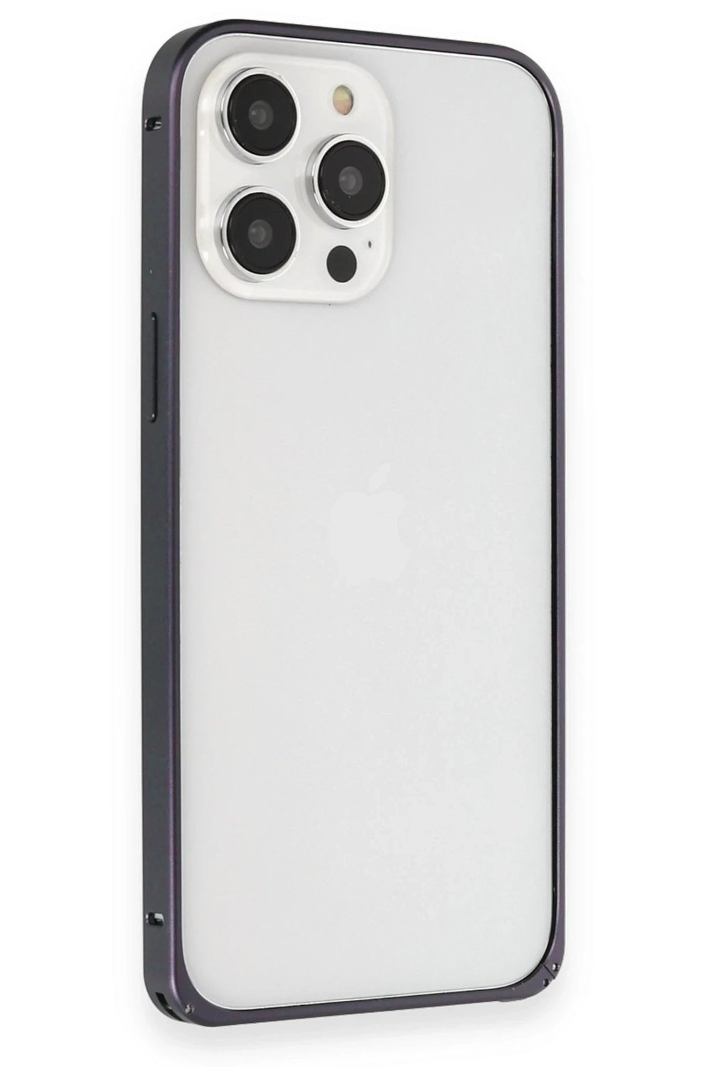 Mey İthalat®  iPhone 15 Pro Max Kılıf Metal Bumper Magneticsafe Kapak - Lacivert
