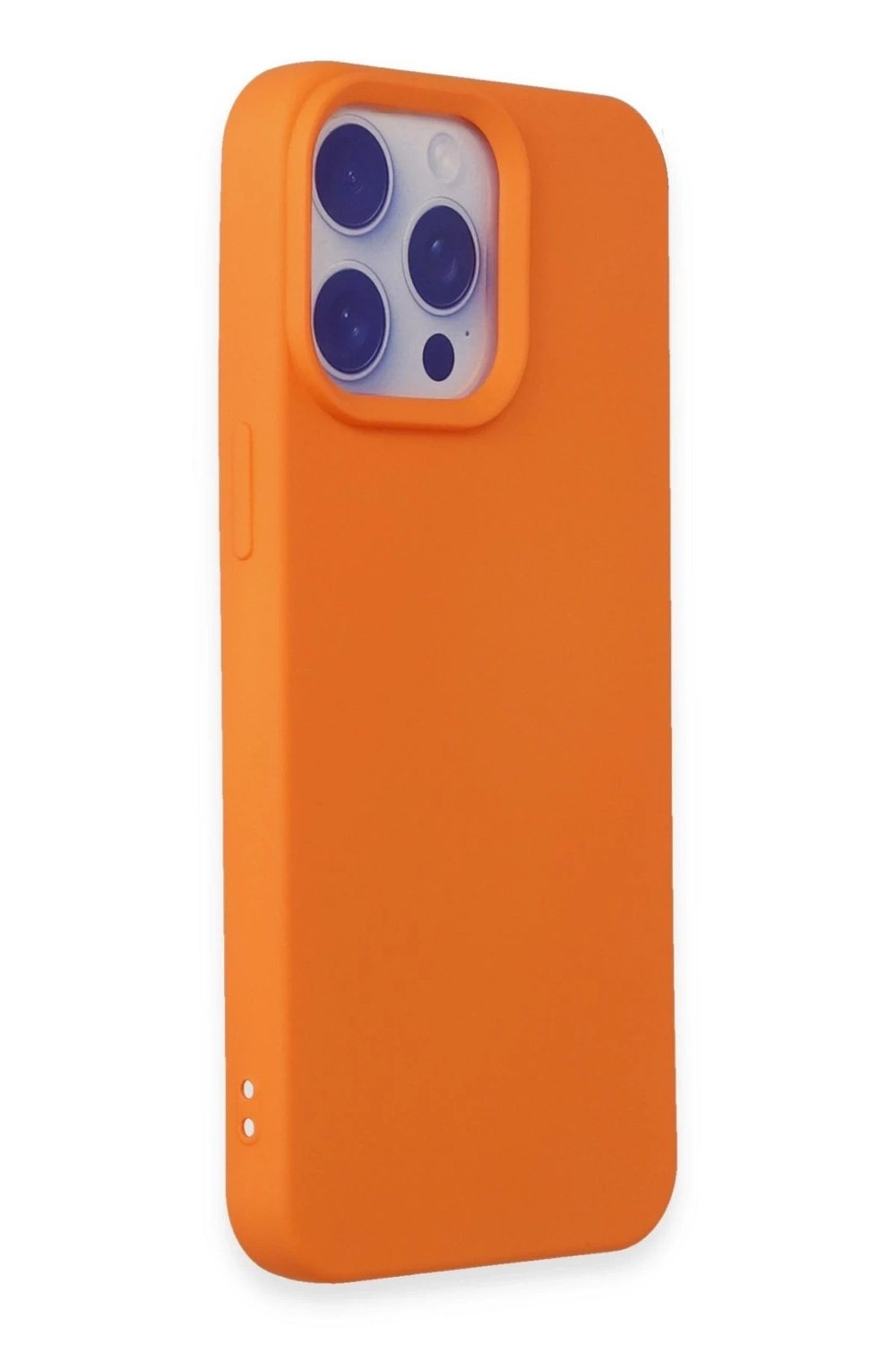 Mey İthalat®  iPhone 15 Pro Max Kılıf Nano içi Kadife Silikon - Turuncu