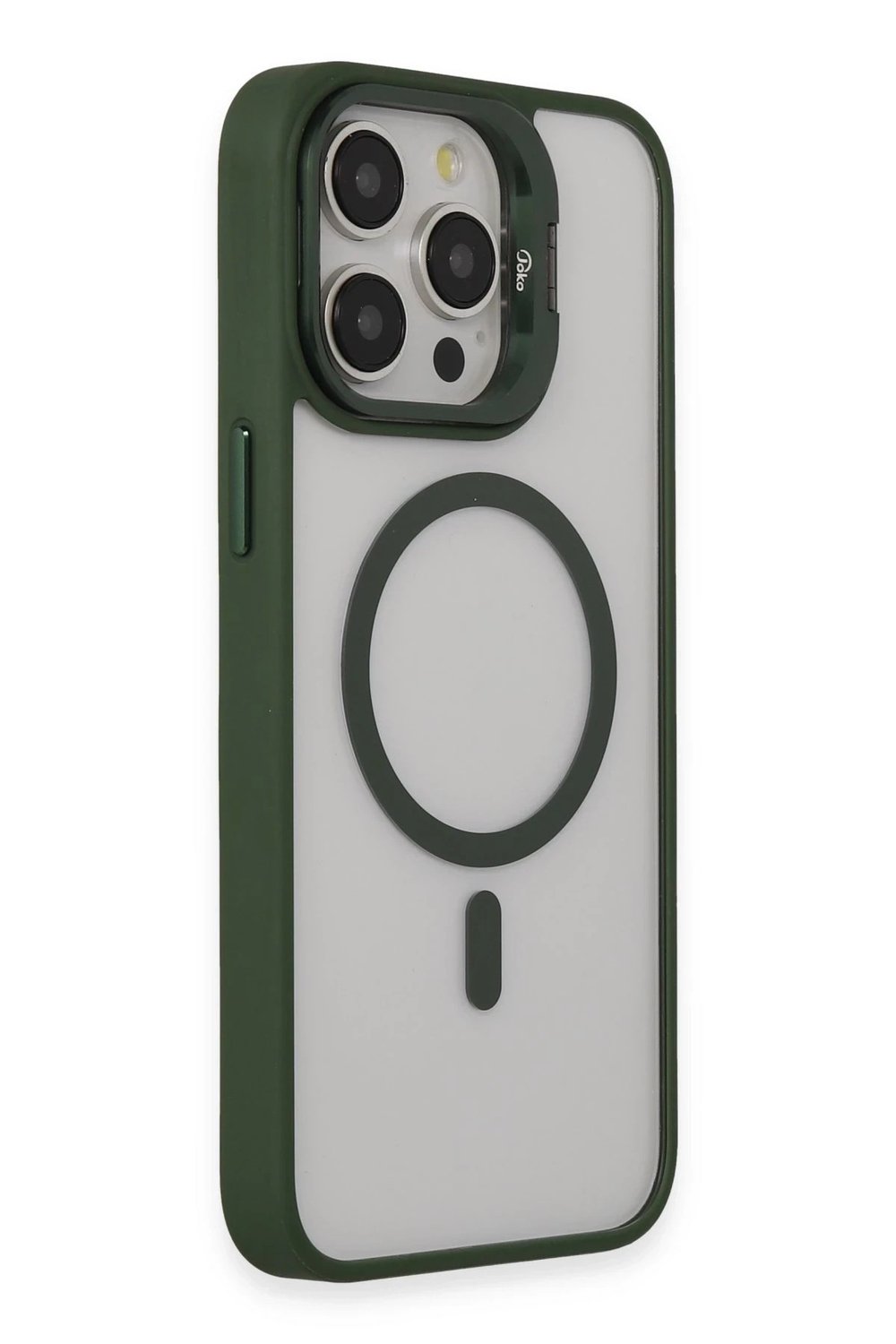 Mey İthalat®  iPhone 15 Pro Max Kılıf Roblox Lens Magsafe Standlı Kapak - Koyu Yeşil