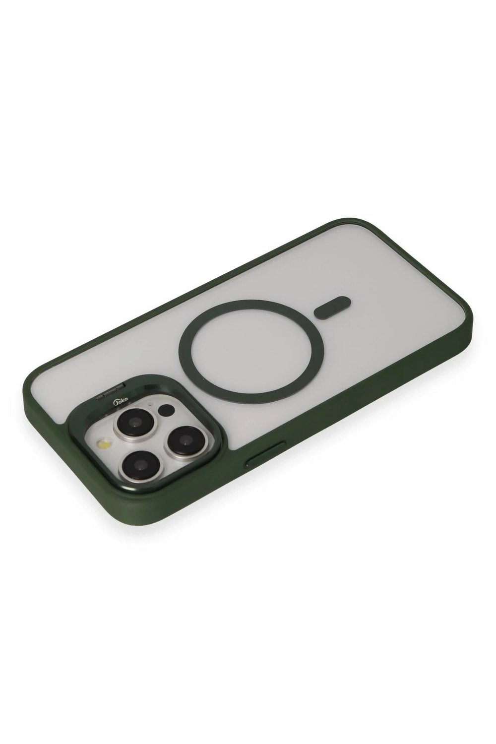 Mey İthalat®  iPhone 15 Pro Max Kılıf Roblox Lens Magsafe Standlı Kapak - Koyu Yeşil