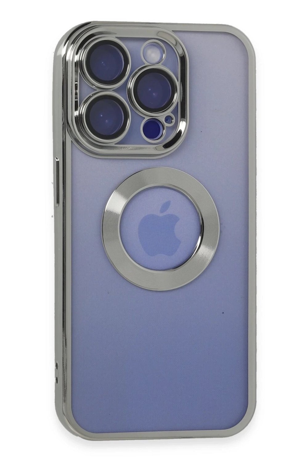 Mey İthalat®  iPhone 15 Pro Max Kılıf Slot Silikon - Gümüş