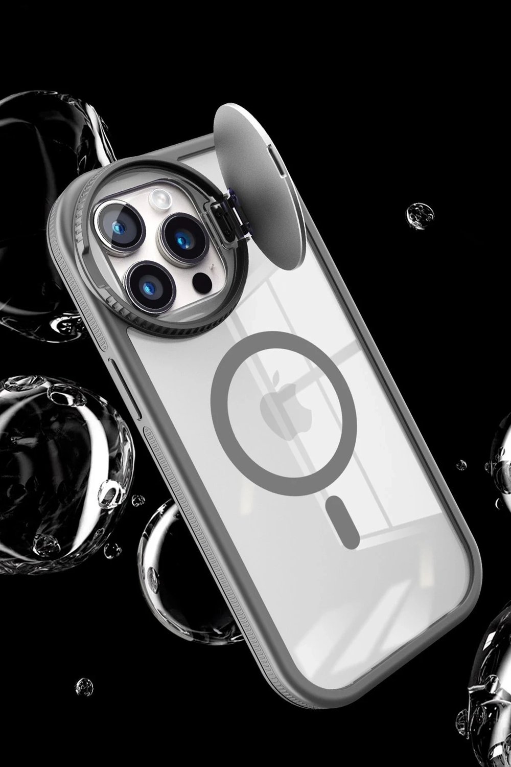 Mey İthalat®  iPhone 15 Pro Max Kılıf Teleskop Lens Magsafe Silikon Kapak - Koyu Yeşil