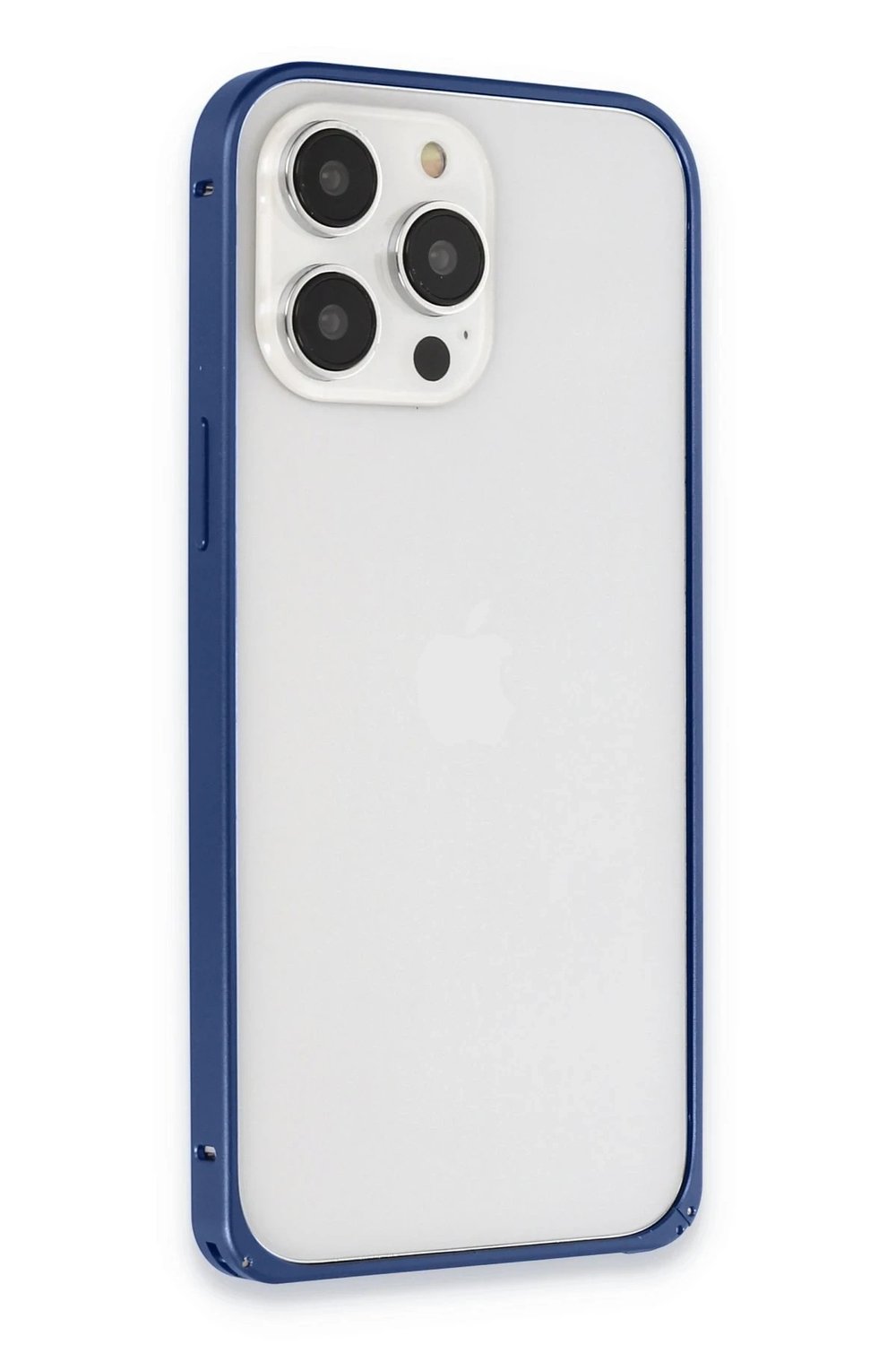 Mey İthalat®  iPhone 15 Pro Max Metal Bumper Mat Kapak - Lacivert