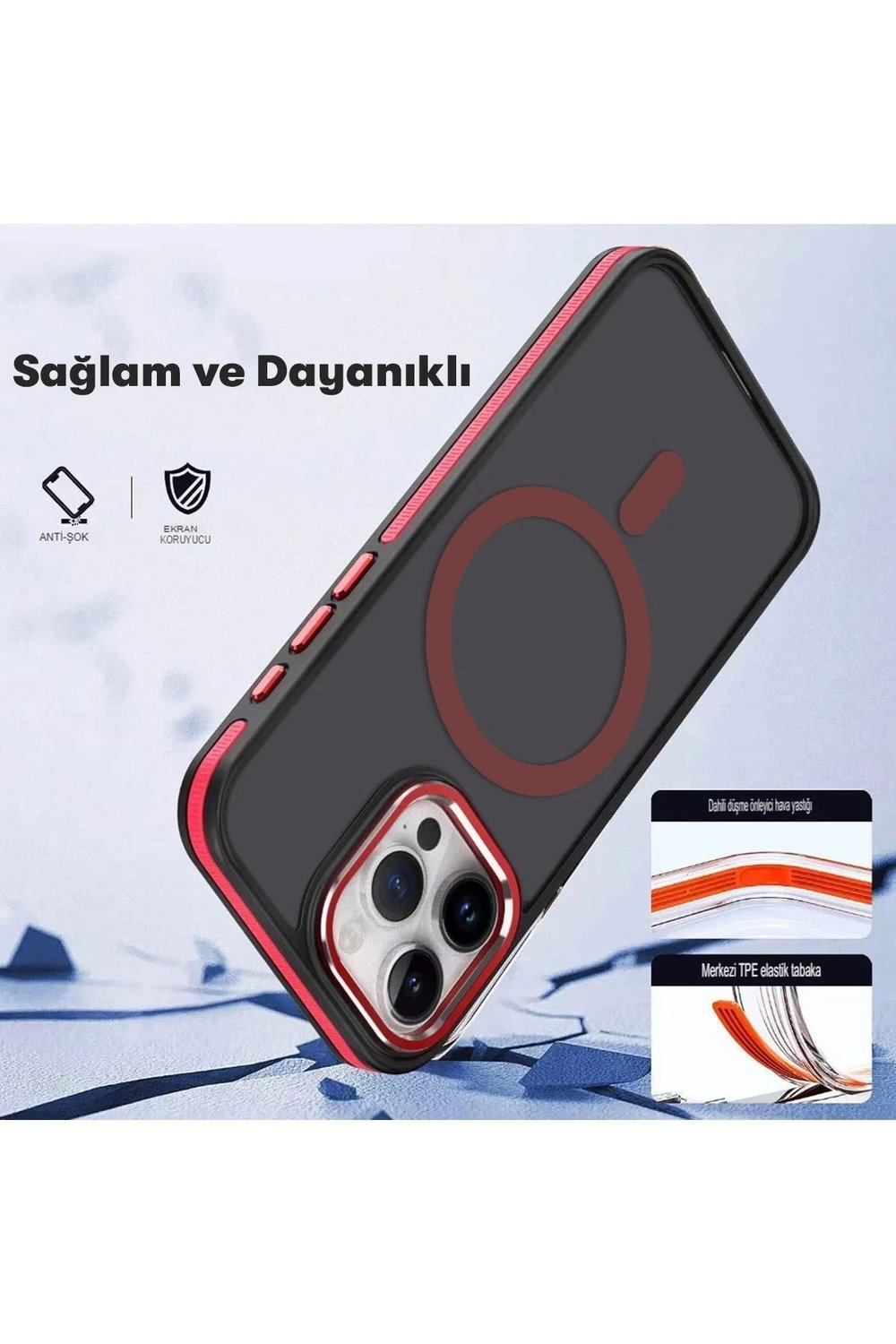 Mey İthalat®  iPhone 15 Pro Max Winner Magsafe Kapak - Derin Mor