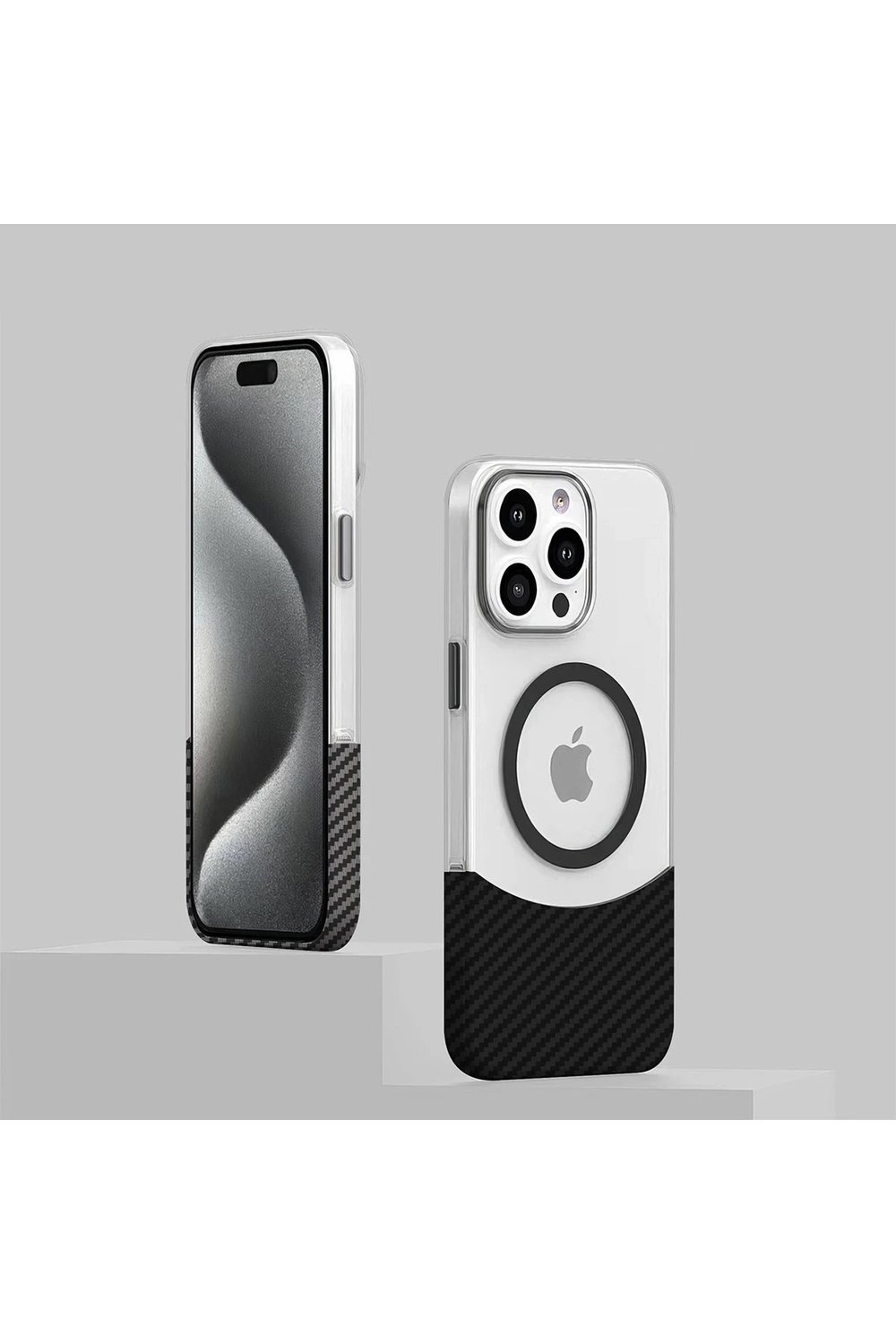 Mey İthalat®  iPhone 16 Carbon Puzzle Magsafe Kapak - Beyaz