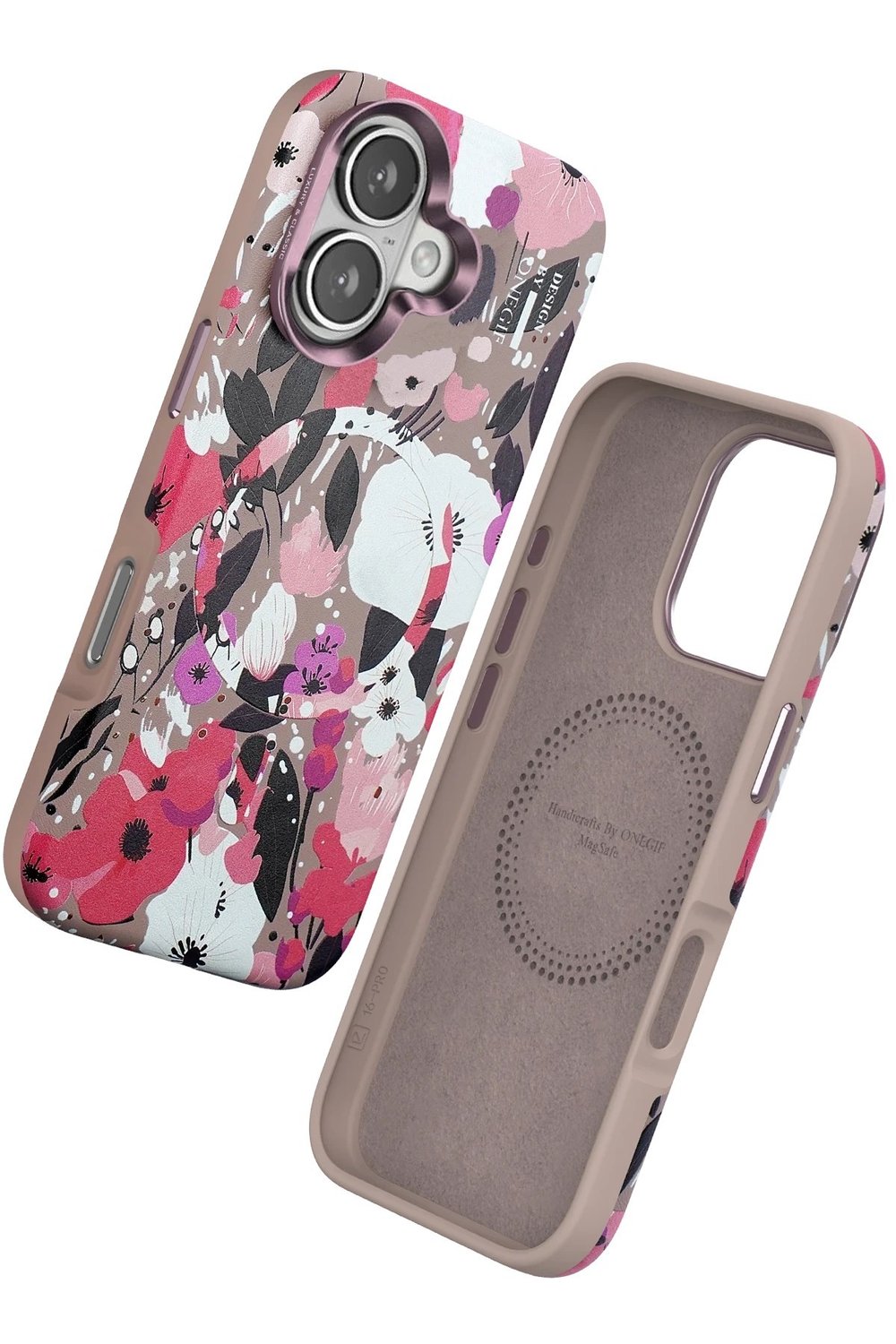 Mey İthalat®  iPhone 16 Flower Series Magsafe Kapak - Pembe