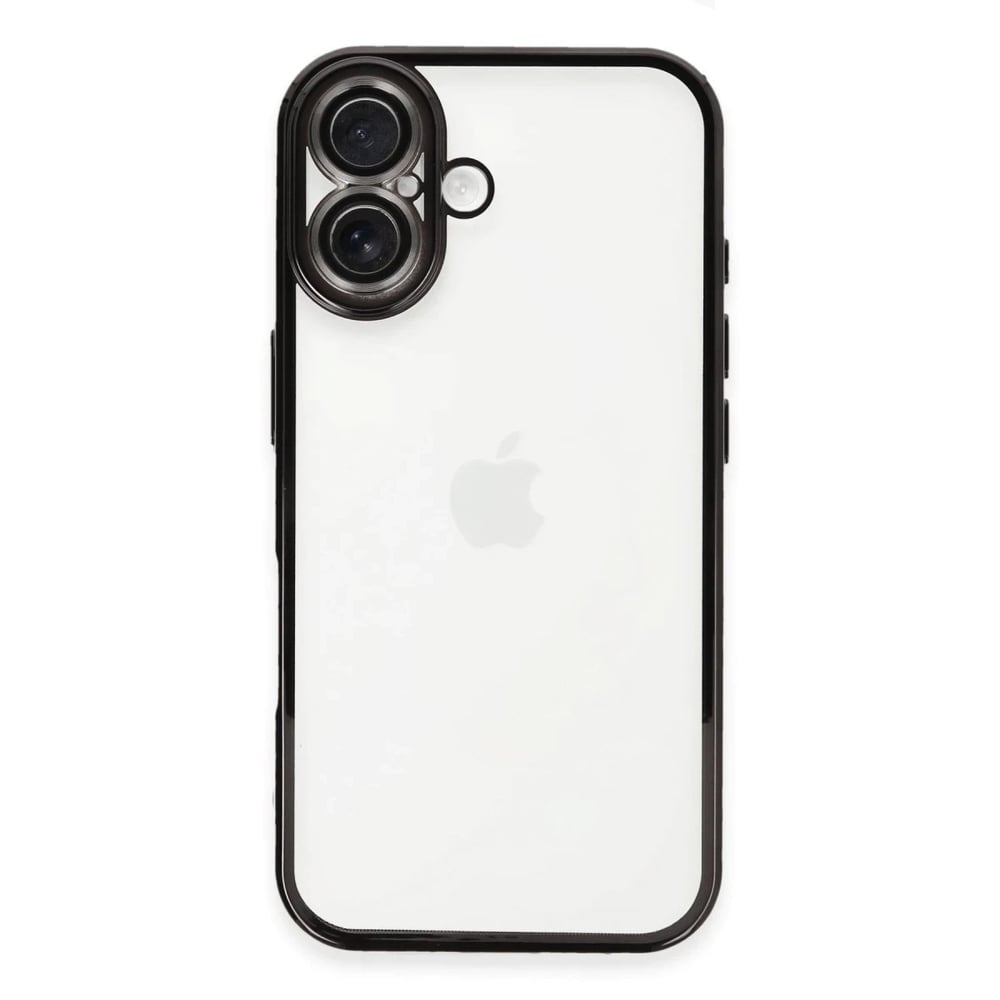 Mey İthalat®  iPhone 16 Kılıf  Lensli Silikon - Siyah