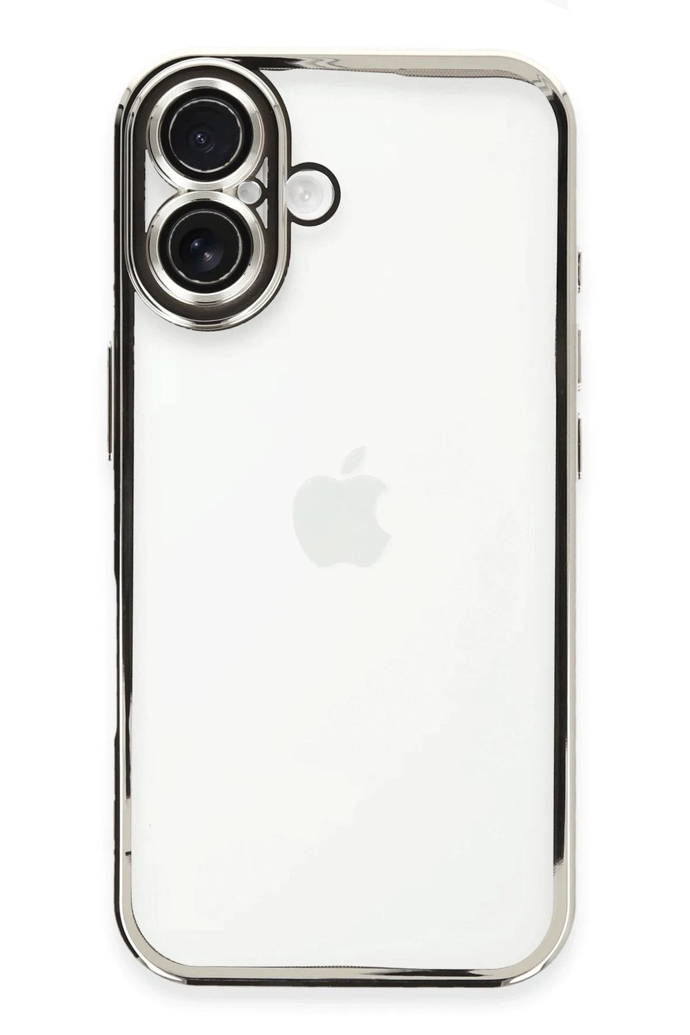 Mey İthalat®  iPhone 16 Kılıf  Lensli Silikon - Gümüş