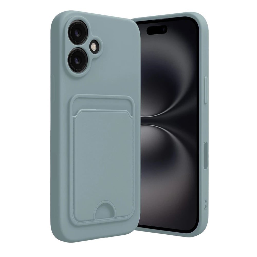 Mey İthalat®  iPhone 16 Kılıf Kelvin Kartvizitli Silikon - Açık Yeşil