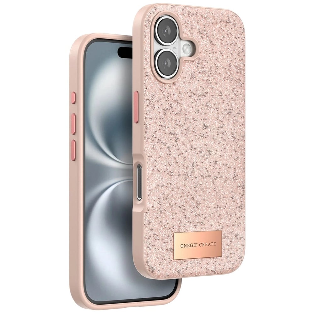 Mey İthalat®  iPhone 16 Plus Bright Simli Kapak - Pembe