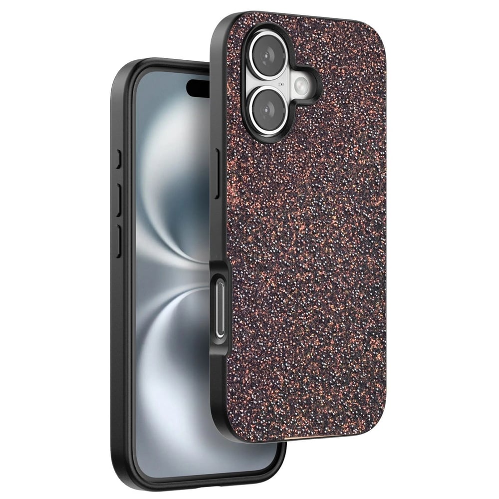 Mey İthalat®  iPhone 16 Plus Bright Simli Kapak - Derin Mor