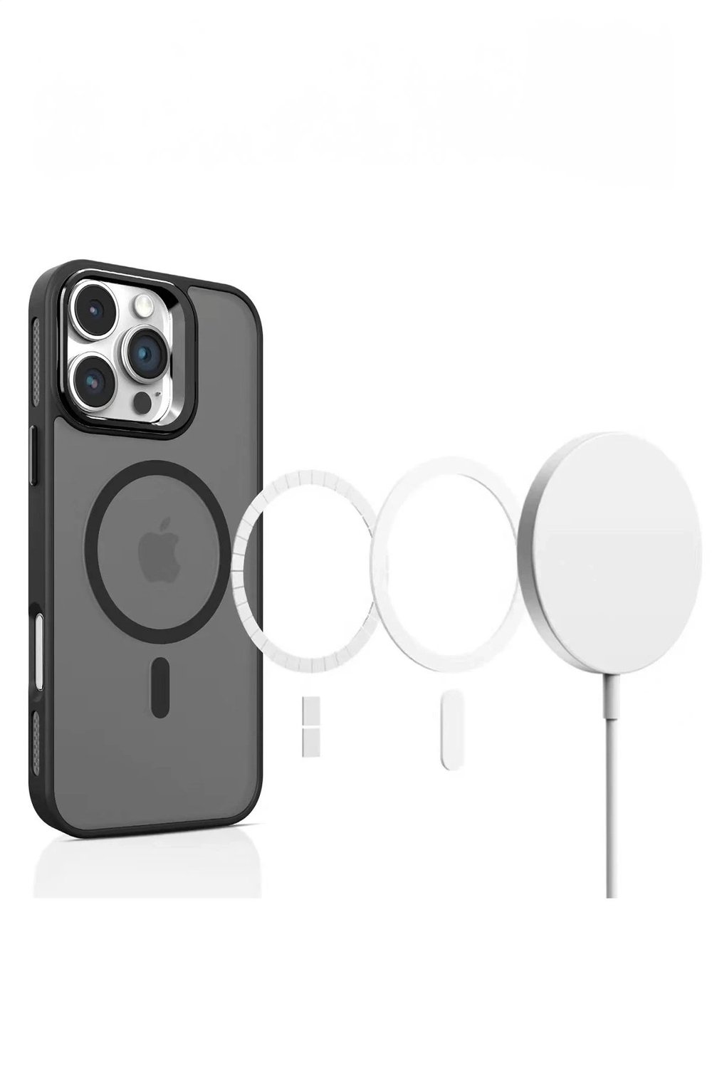Mey İthalat®  iPhone 16 Plus Flet Lens Magsafe Kapak - Siyah