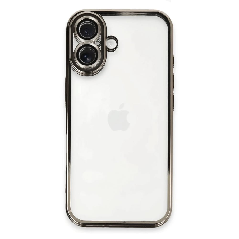 Mey İthalat®  iPhone 16 Plus Kılıf  Lensli Silikon - Titanyum Gri