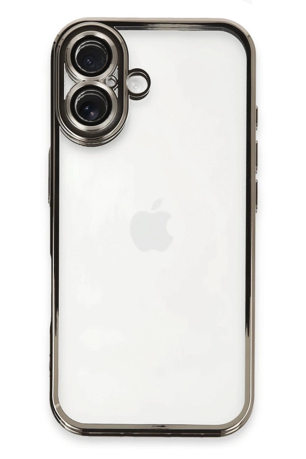 Mey İthalat®  iPhone 16 Plus Kılıf  Lensli Silikon - Titanyum Gri