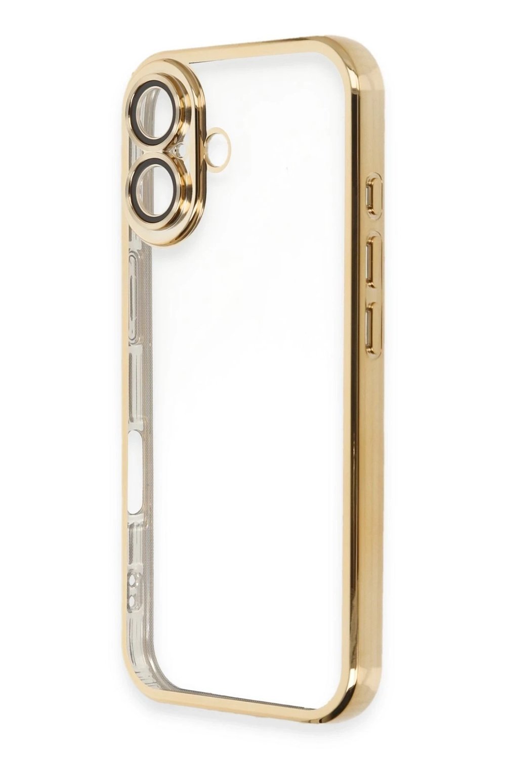 Mey İthalat®  iPhone 16 Plus Kılıf  Lensli Silikon - Gold