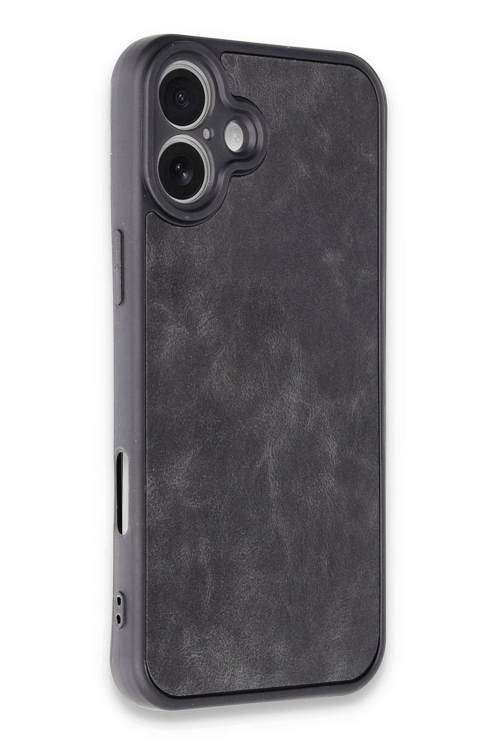Mey İthalat®  iPhone 16 Plus Kılıf Aras Deri Kapak - Siyah