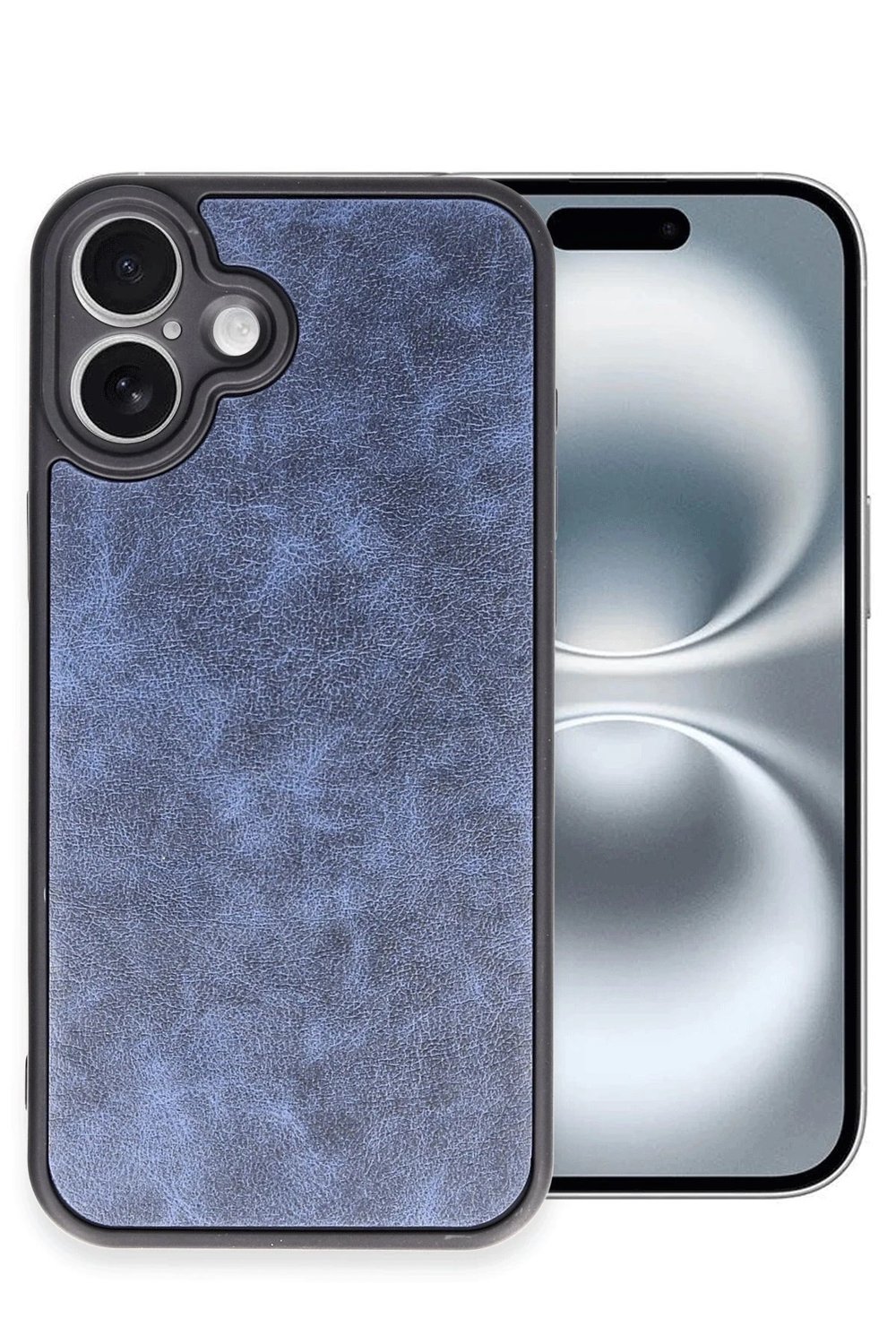 Mey İthalat®  iPhone 16 Plus Kılıf Aras Deri Kapak - Lacivert