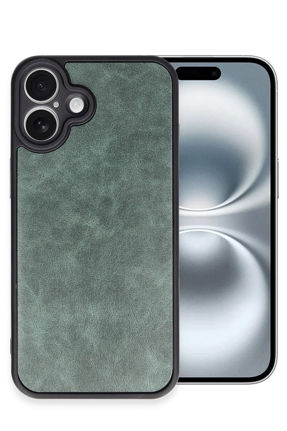 Mey İthalat®  iPhone 16 Plus Kılıf Aras Deri Kapak - Koyu Yeşil