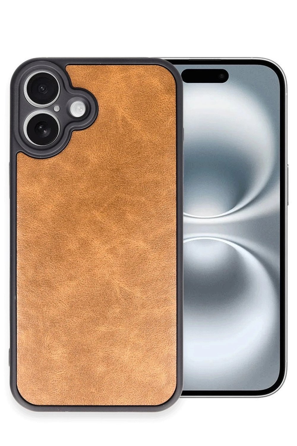 Mey İthalat®  iPhone 16 Plus Kılıf Aras Deri Kapak - Taba