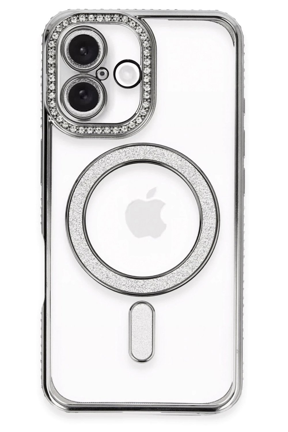 Mey İthalat®  iPhone 16 Plus Kılıf Joke Simli Magneticsafe Kılıf - Gri