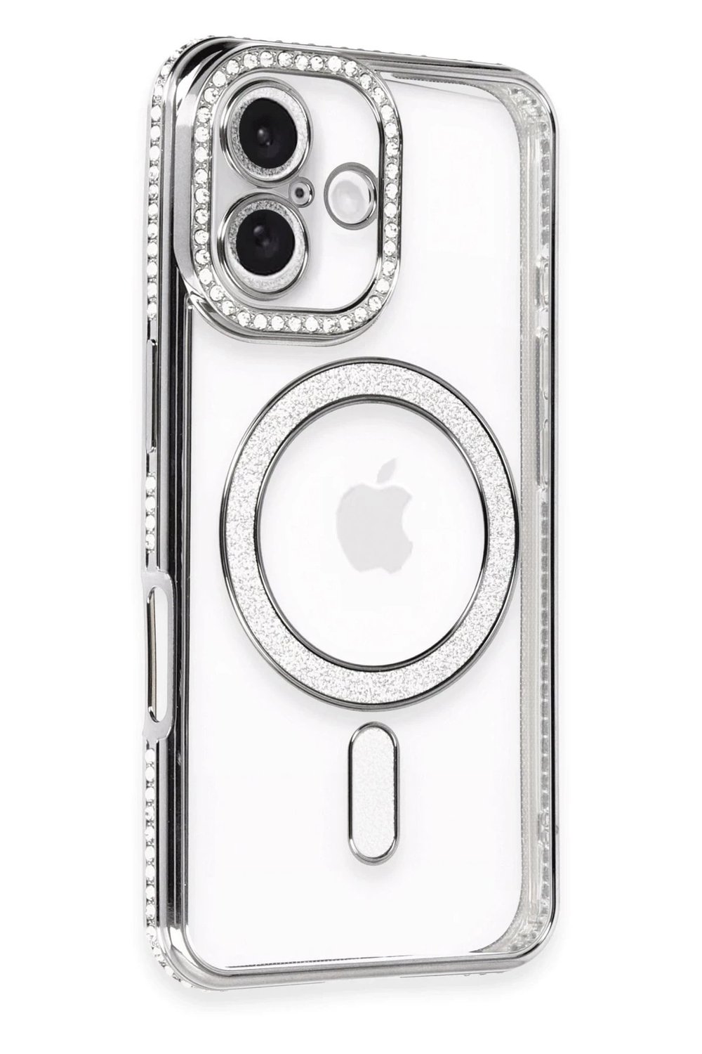 Mey İthalat®  iPhone 16 Plus Kılıf Joke Simli Magneticsafe Kılıf - Gri